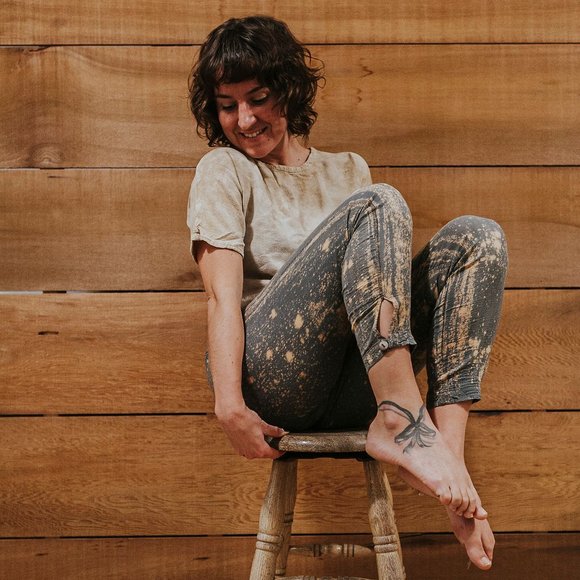 Elfarrow ✧Midnight✧ Dyed Cotton Stretch Leggings - Picture 4 of 10